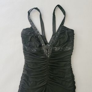 Laundry By Shelli Segal Black V Neck Beaded Gown Formal Event Dress Sz 2